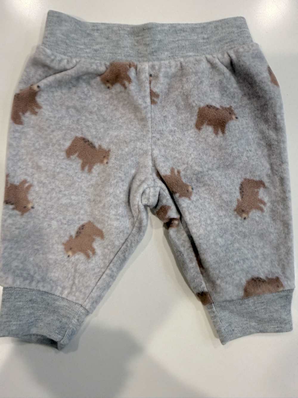 Cozy Grey Bear Print Joggers, gray joggers, and mint onesie